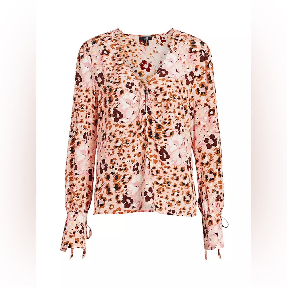 Parsley & Sage Pink Floral Animal-Print Long-Sleeve Blouse